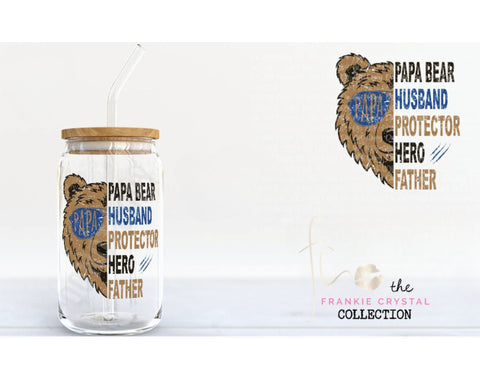 Papa Bear Glass Can Libbey Cup