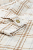 Khaki Plaid Pattern Buttoned Shirt Coat with Slits