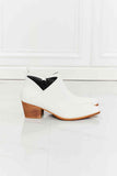 MMShoes Trust Yourself Embroidered Crossover Cowboy Bootie in White