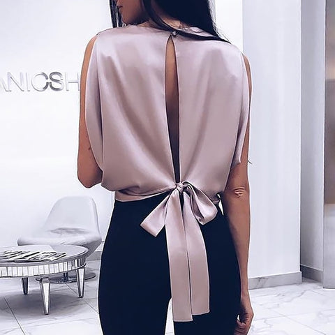 VIP Bliss Satin Tie Back Top