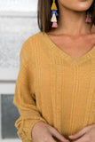 Sweet Sadie V-Neck Sweater In Wheat