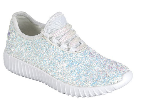 Walk On By White Glitter Sneakers